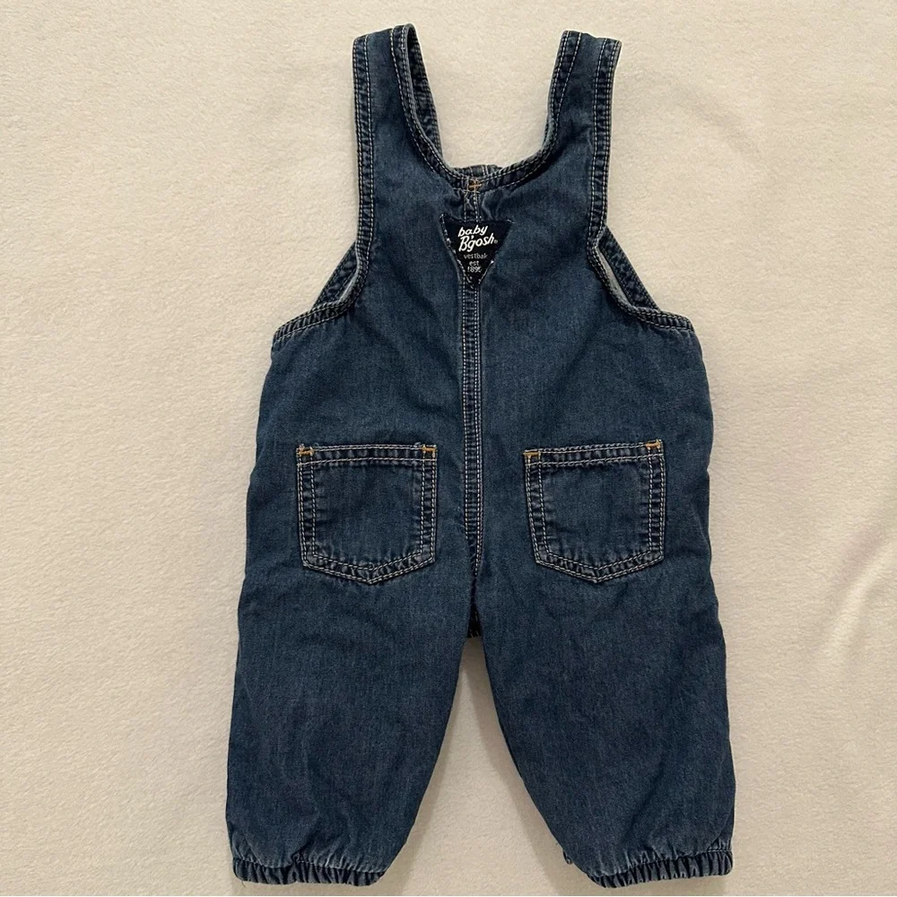 Oshkosh Denim Overalls Lined Adjustable Snap Straps Medium Wash Baby Size 3M